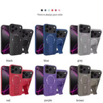 Military-Grade Luxury Carbon Fiber Pattern MagSafe Case with Foldable Stand for iPhone 17 Series
