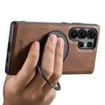 Samsung Galaxy S25 Ultra Magnetic Leather Case with Kickstand