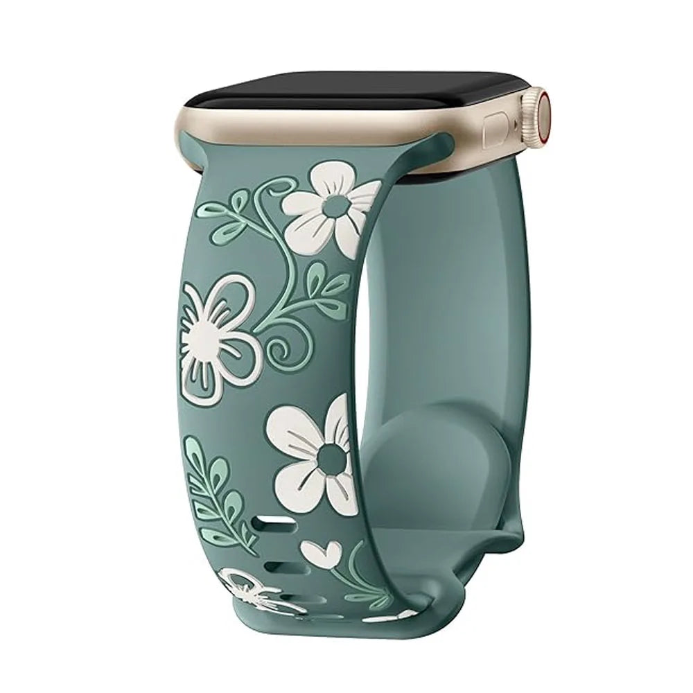 Floral Engraved Silicone Strap for Apple Watch