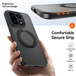 OnePlus 15 Shockproof Magnetic Matte Case with Rotating Metal Ring Holder