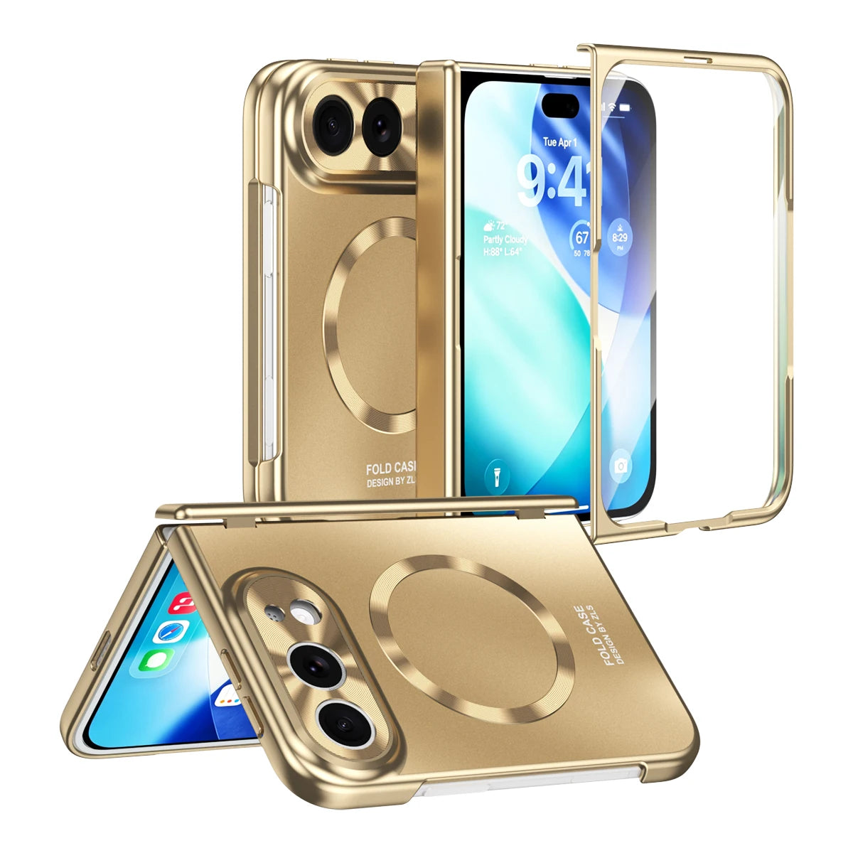 Electroplated Hinge Protection Case with Built-In Stand for iPhone Duo