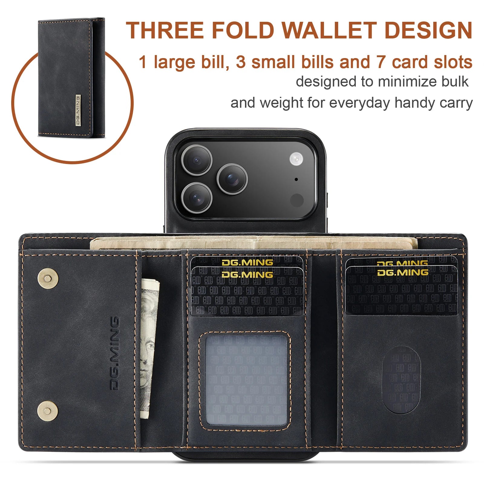 Luxury 2-in-1 Detachable Magnetic Leather Wallet Cover with Card Slots for iPhone 17 Series