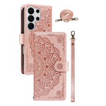 Embossed Mandala Crossbody Leather Wallet Case for Samsung S26 Series