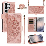 Embossed Mandala Crossbody Leather Wallet Case for Samsung S26 Series