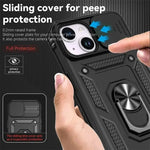 Military-Grade Armor Case with Rotating Ring Stand & Slide Camera Lens for iPhone 15 Series