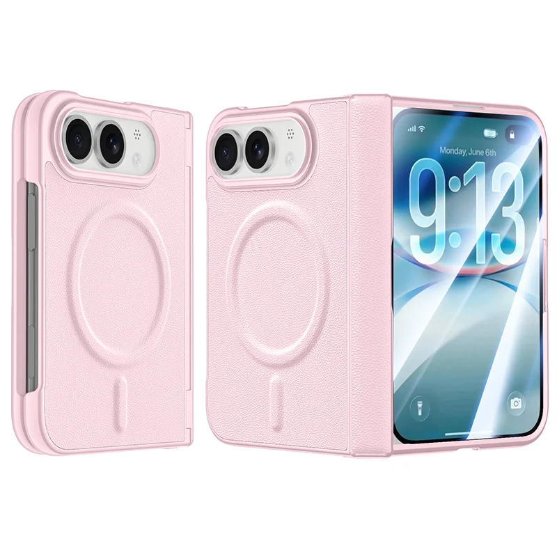 Textured PU Leather Hinge Protection Case for iPhone Duo