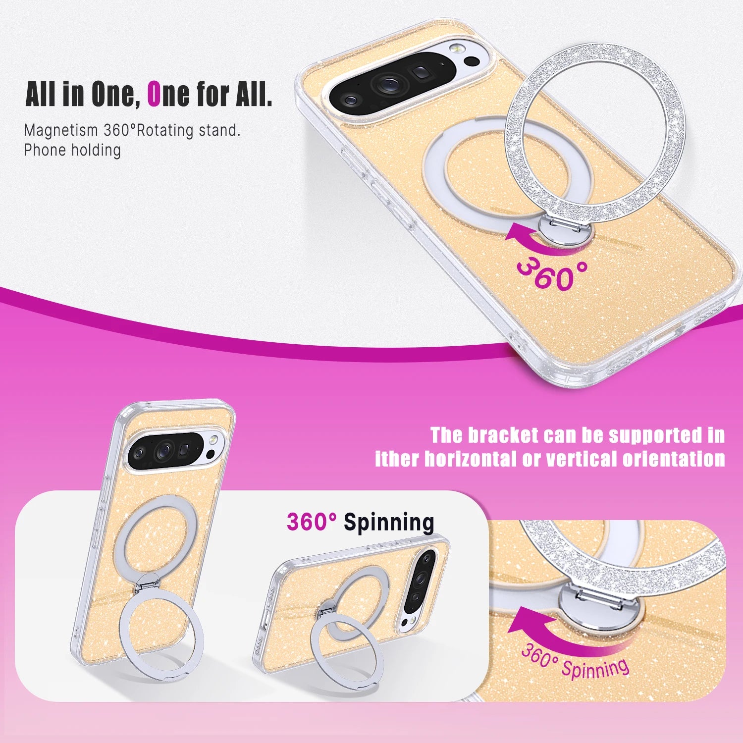 Google Pixel 9 Series Magnetic Protective Case with Ring Holder