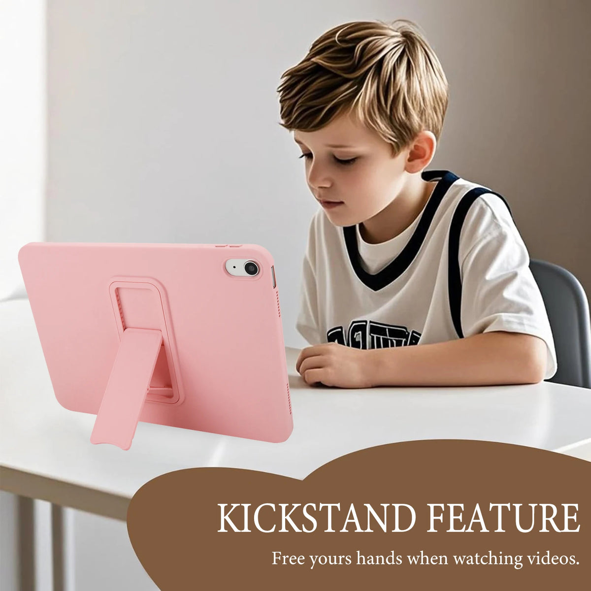 Silicone Rubber Shockproof Kickstand Case with Raised Edge Protection for iPad Air M4 (2026)