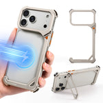 Metal Frameless Kickstand Case with 90° Adjustable Hidden Stand for iPhone 17 Series