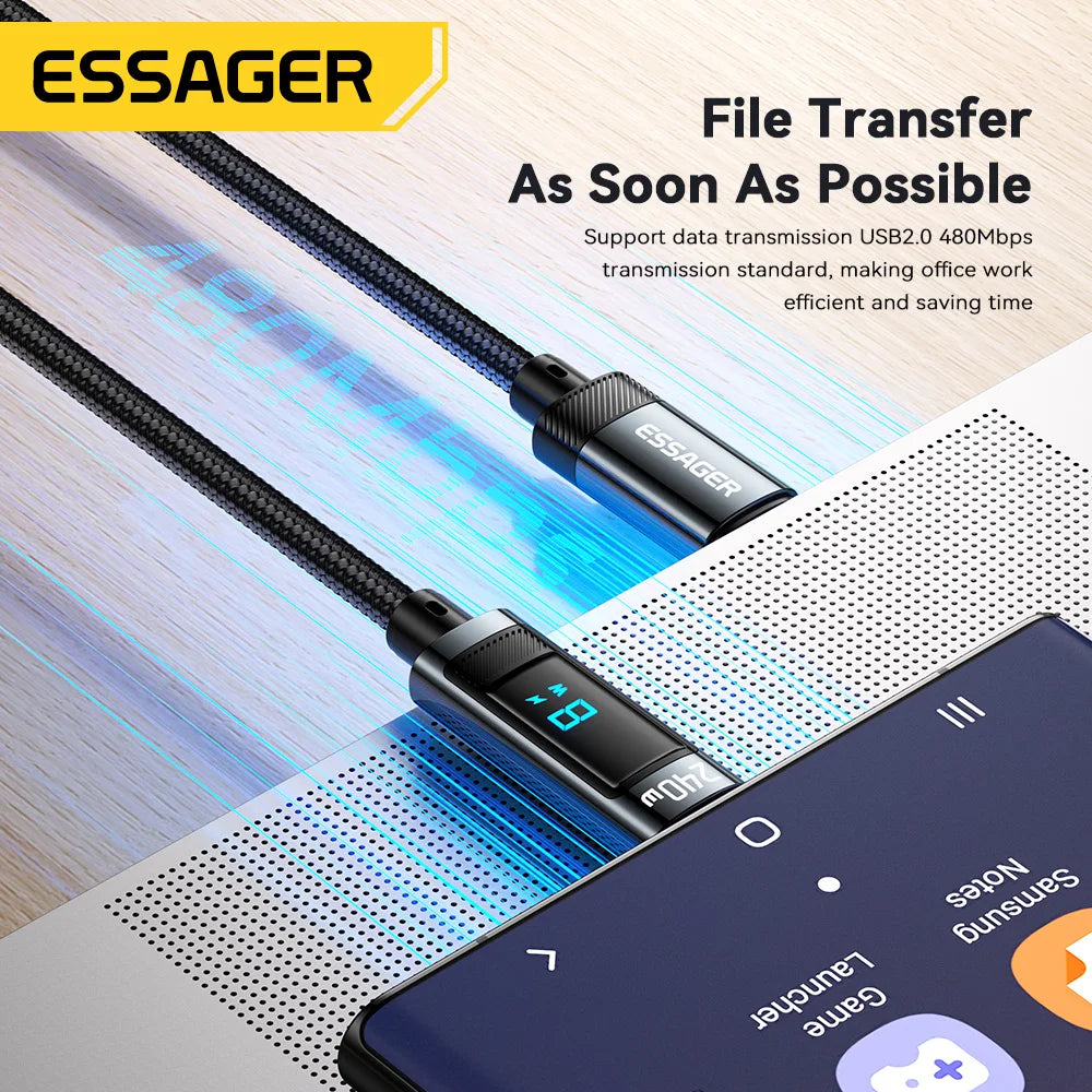 Essager 240W USB-C Fast Charging Cable with LED Display