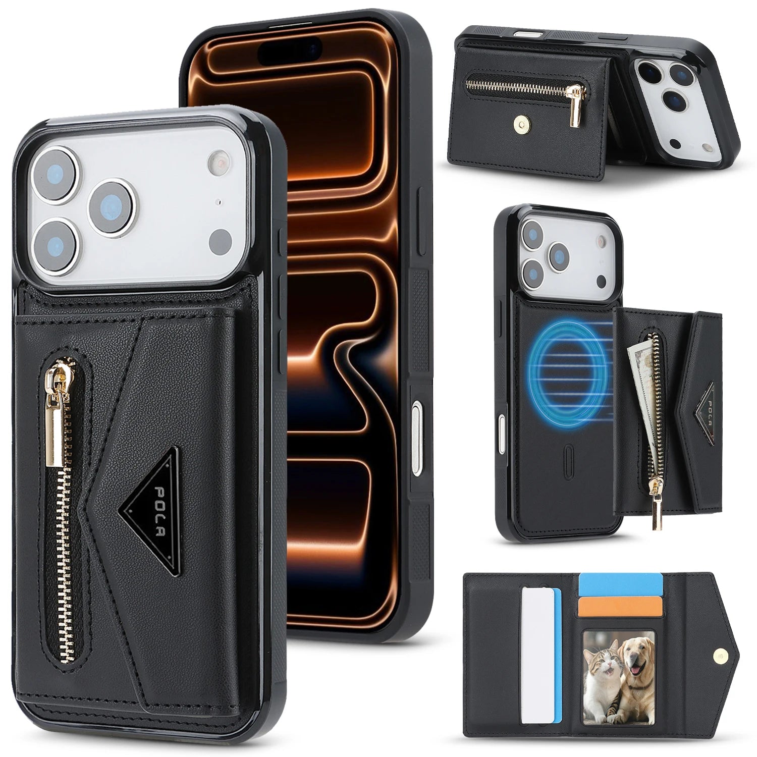 Premium Shockproof Leather MagSafe Case with Multi Card Wallet for iPhone 17 Series