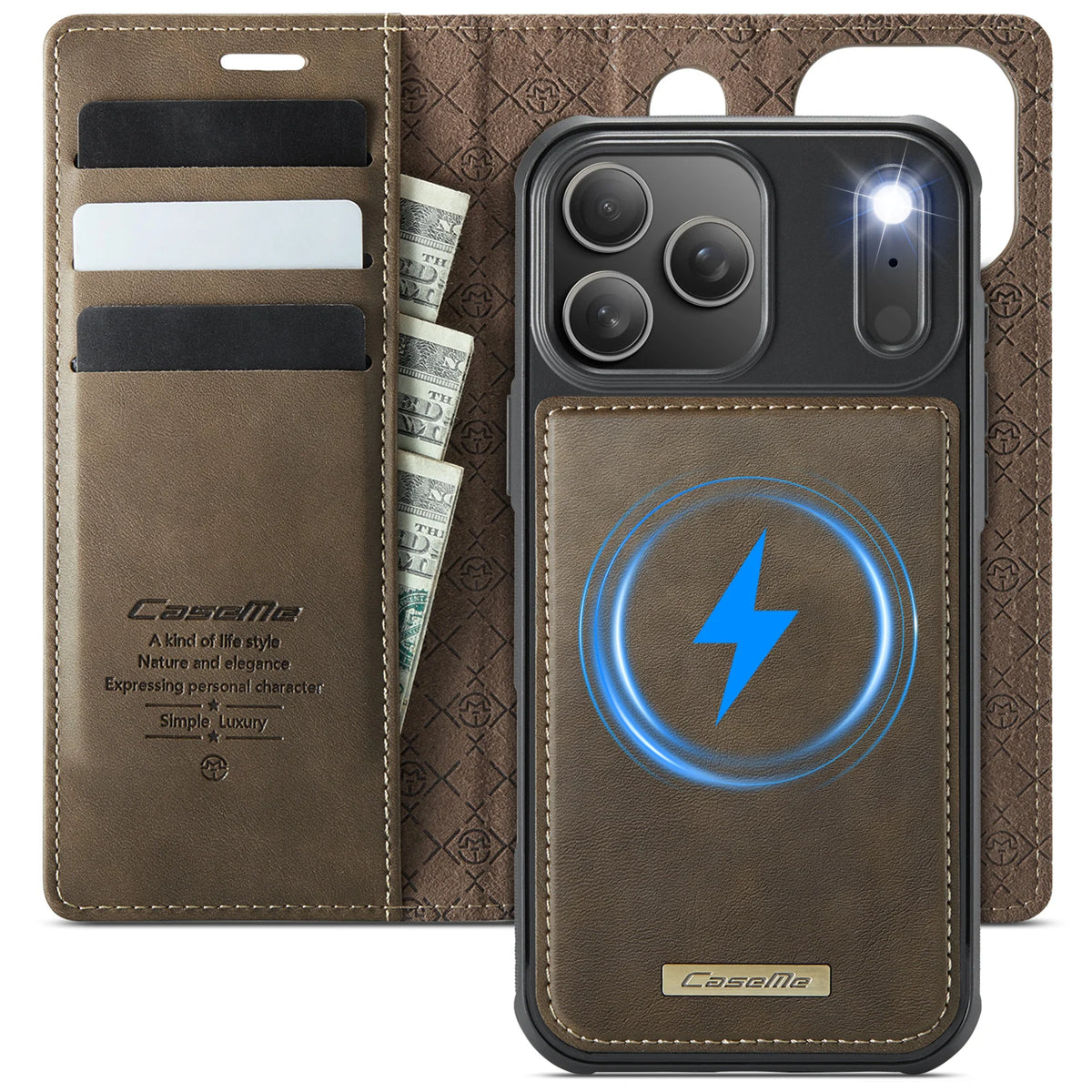 Leather Magnetic Flip Wallet Case with Kickstand for iPhone 18 Series