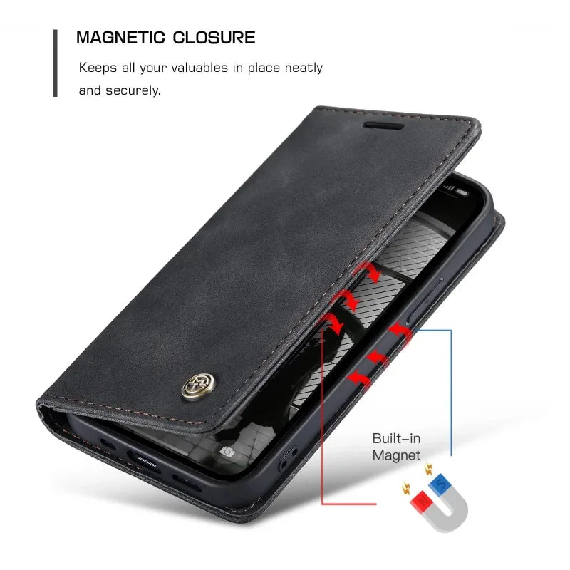 Shockproof Leather Flip Wallet Case for iPhone 16e