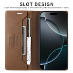 Magnetic Flip Leather Wallet Case with Stand for iPhone 16 Series