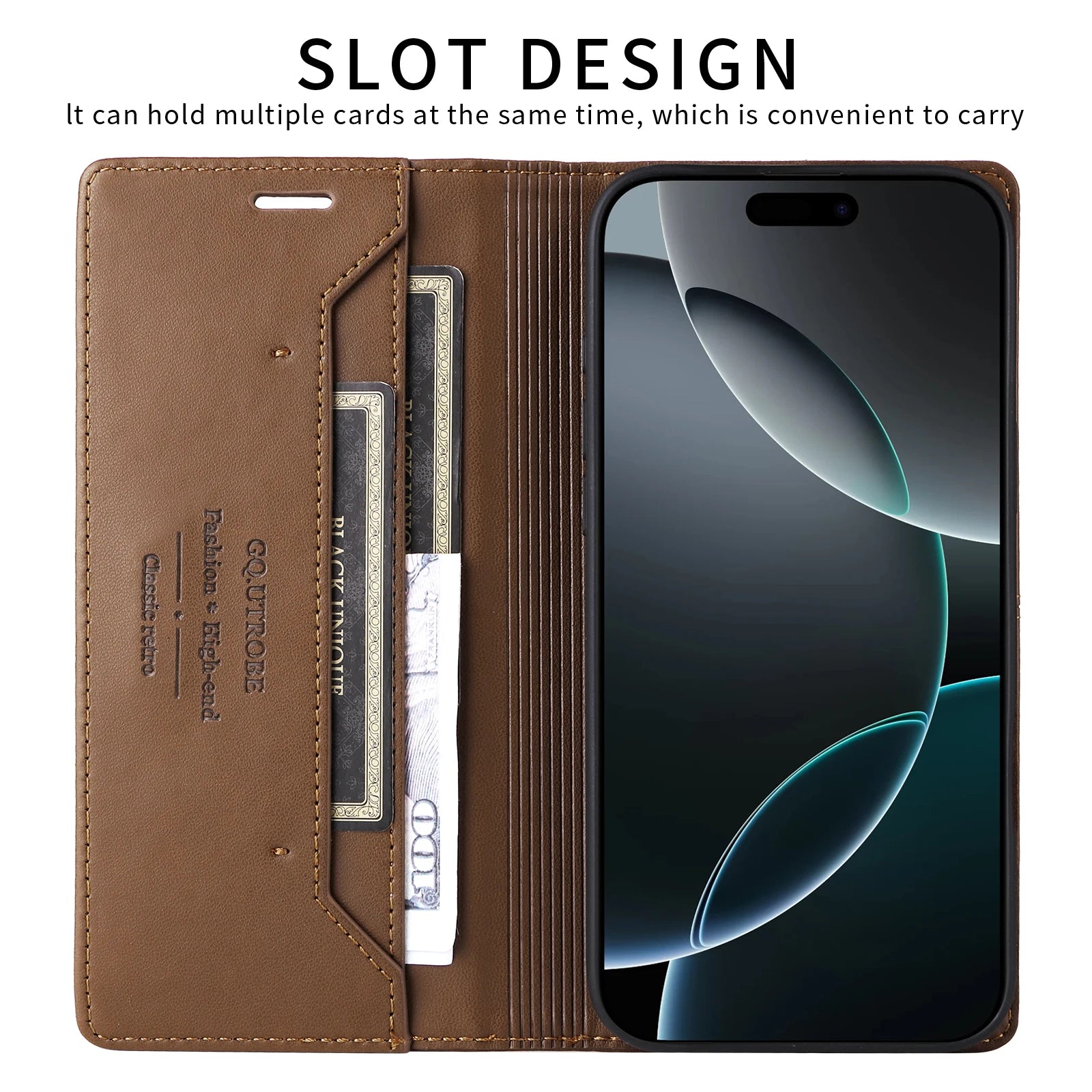 Magnetic Flip Leather Wallet Case with Stand for iPhone 16 Series