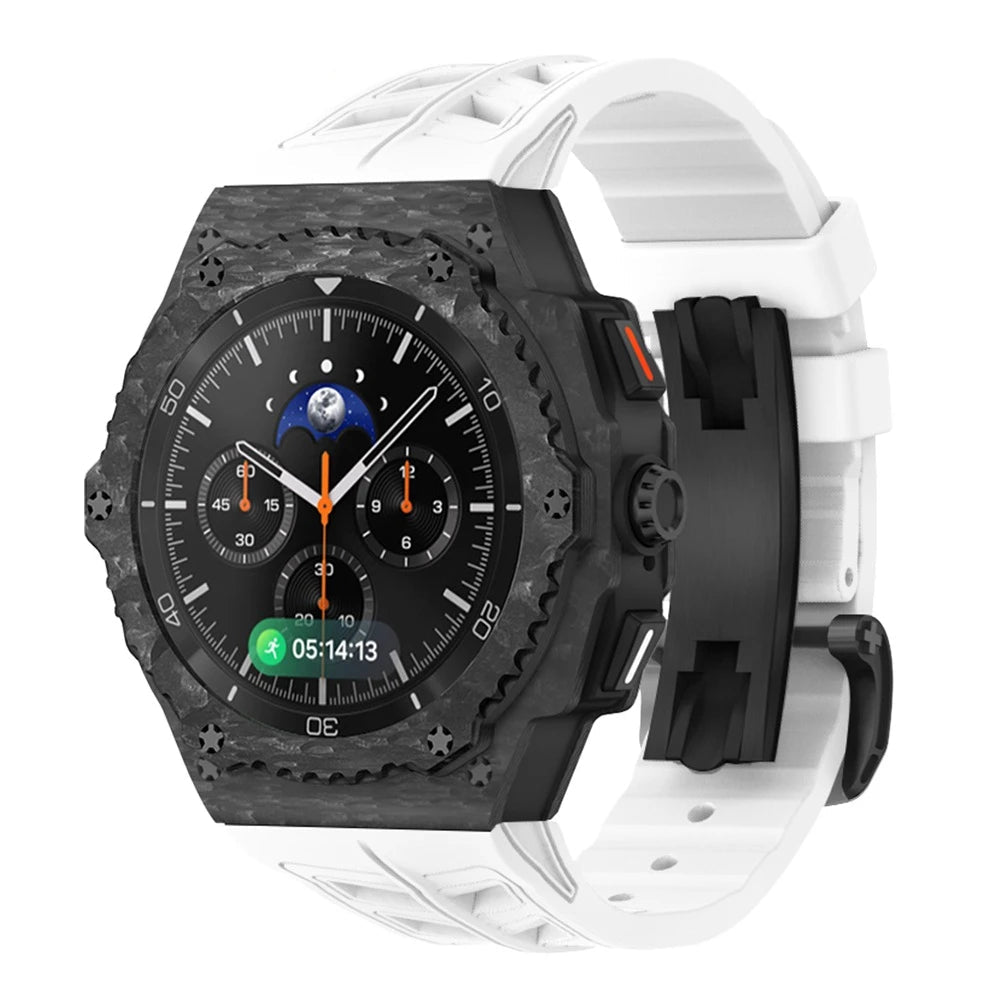 Carbon Case Mod Kit With Fluororubber Strap for Samsung Galaxy Watch & Galaxy Watch 8 Classic