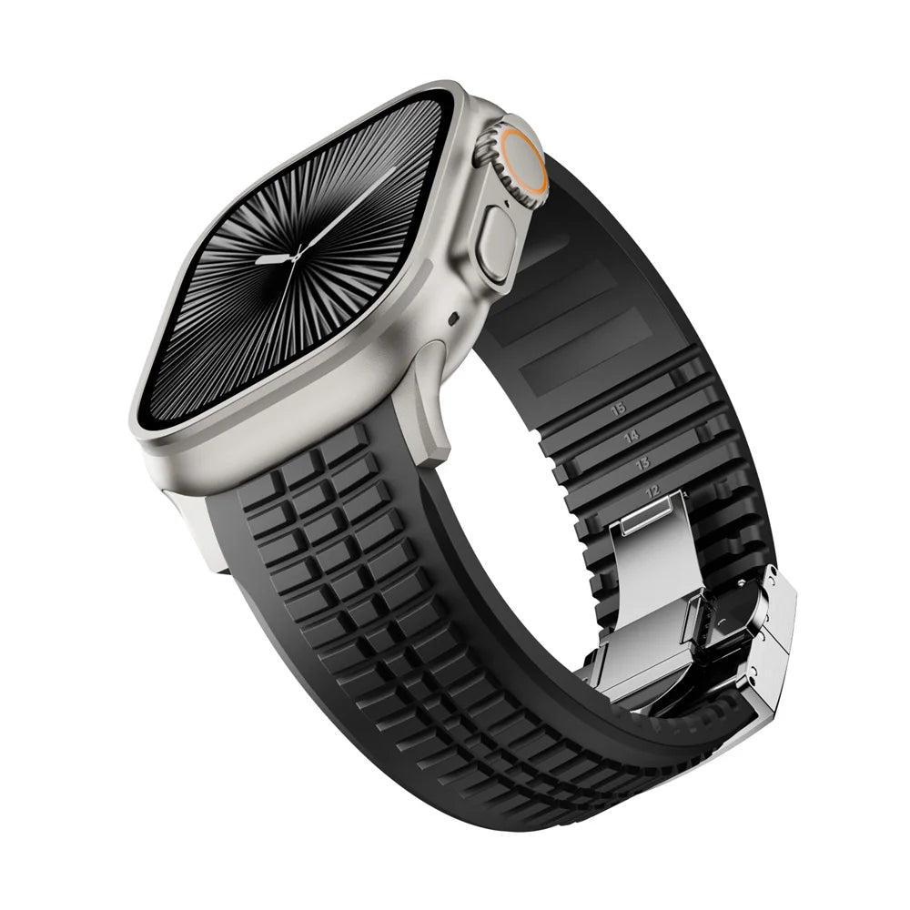Soft Silicone Apple Watch Band with Elegant Butterfly Clasp
