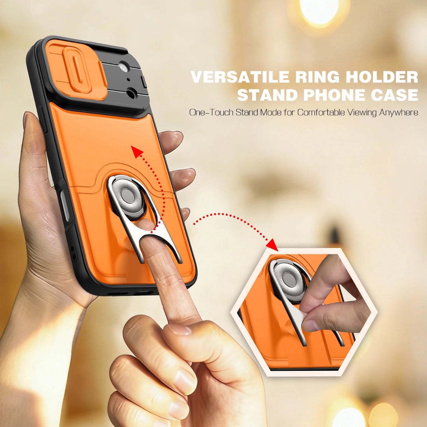 Shockproof Armor Case with Sliding Camera Cover and Kickstand for iPhone 17 Series