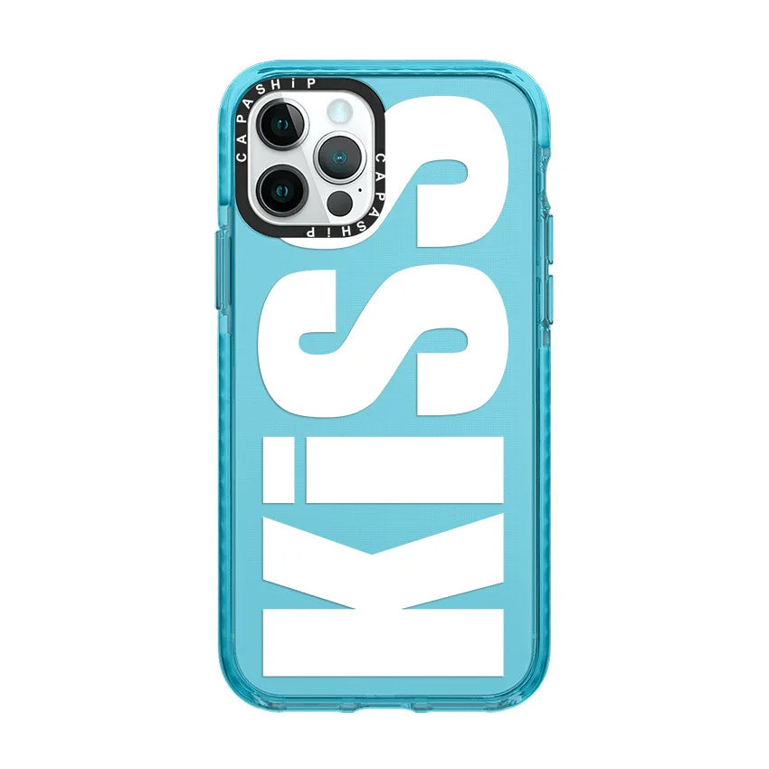 Fashionable Letters “Kiss” Phone Case for iPhone 16 Series