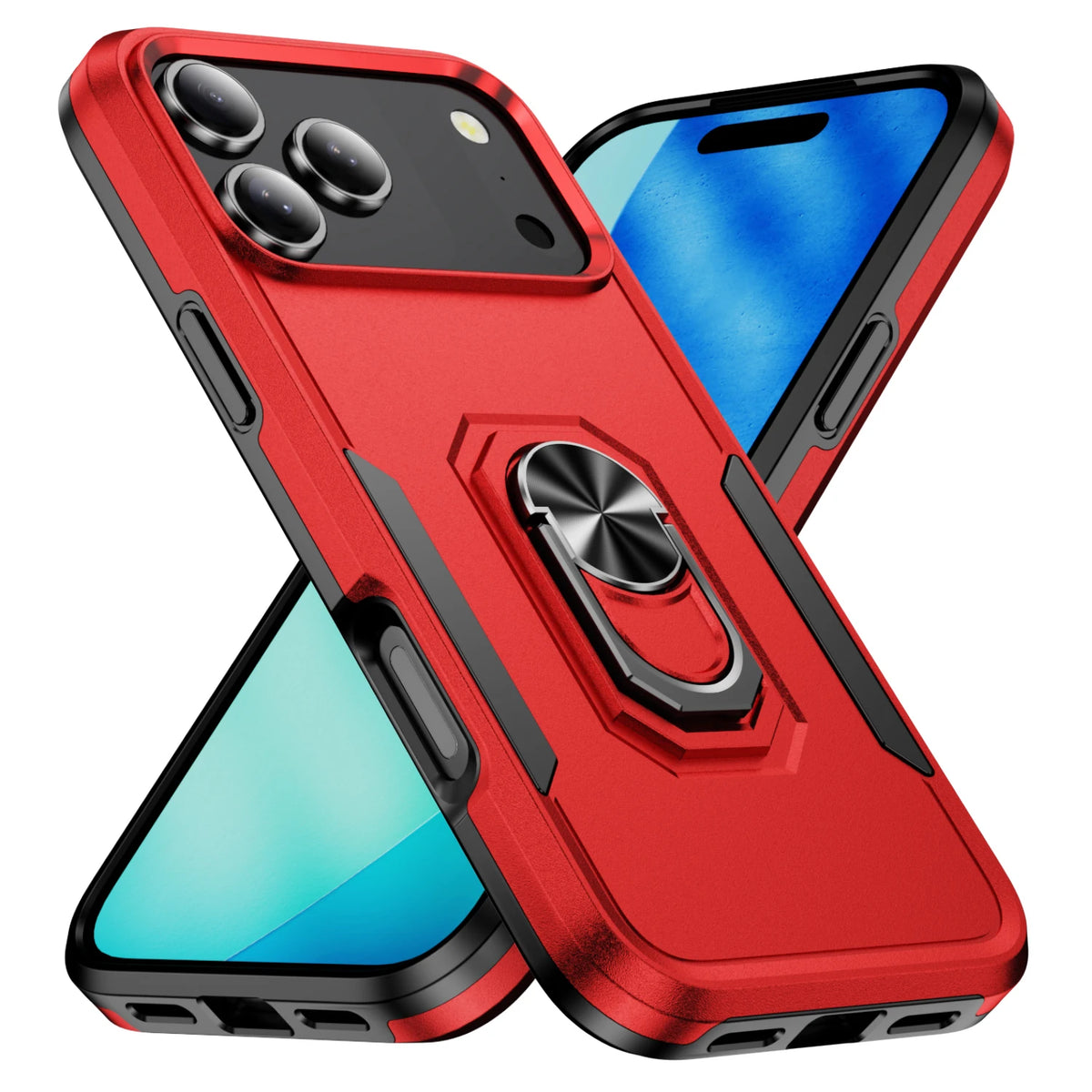 Shockproof TPU Case with Rotating Metal Ring Stand for iPhone 17 Series