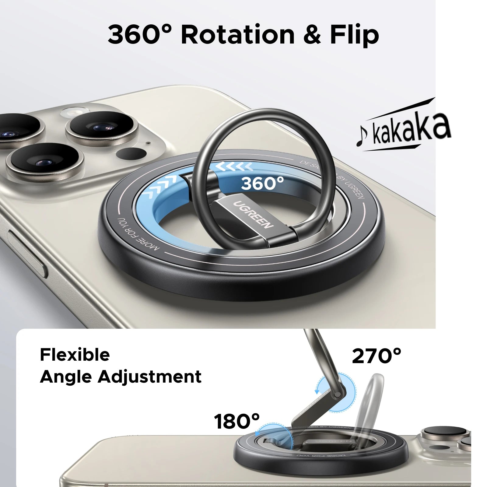 Double-Sided Magnetic MagSafe Ring Holder With 360° Rotation