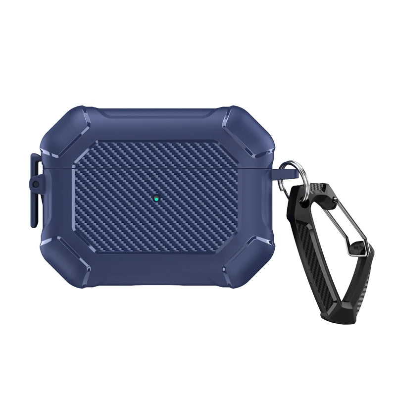 Carbon Fiber Shockproof Case with Side Switch & Hook for AirPods Pro 2