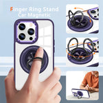 Crystal Clear Magnetic Case with Ring Stand for iPhone 15 Series