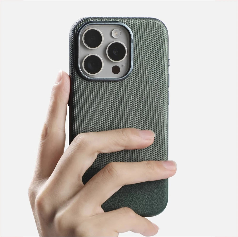 Luxury Business Hit Color Relief Leather MagSafe Case for iPhone 16 Series