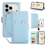 Leather Folio Wallet Case with Strap and Mirror for iPhone 17 Series