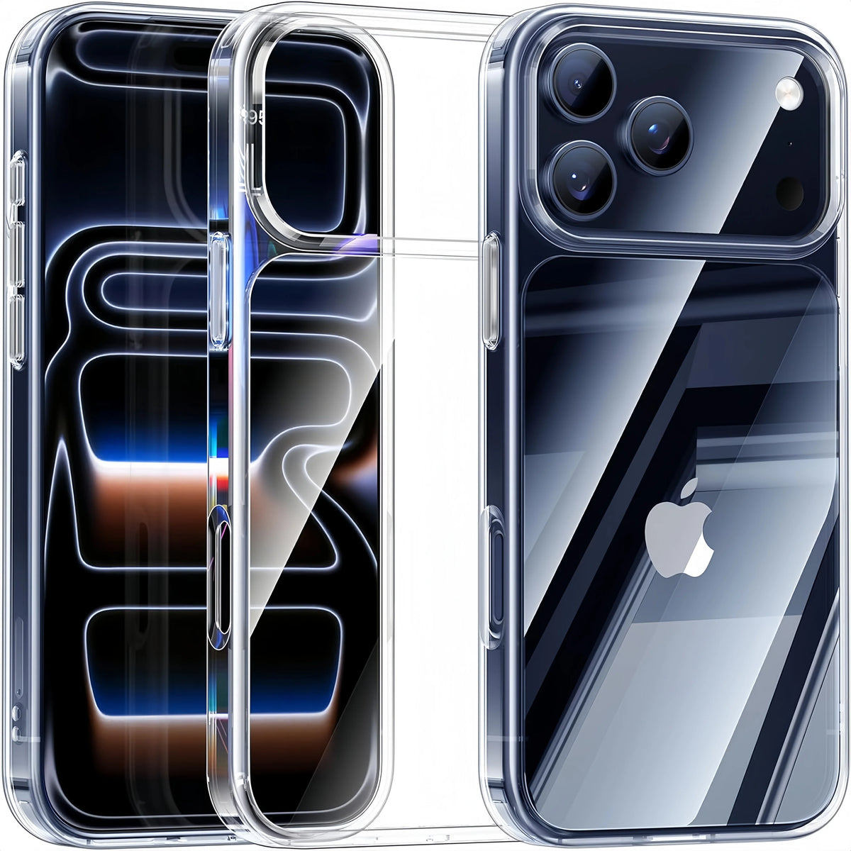 Crystal Clear Anti-Yellowing Shockproof Case with Raised Camera Ring for iPhone 17 Series
