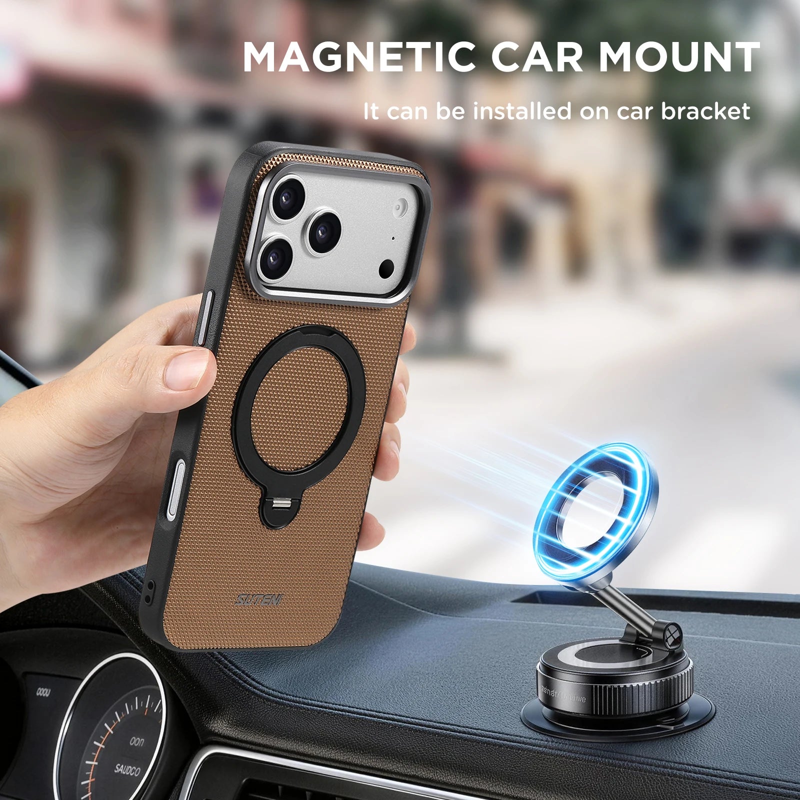 Premium Cooling MagSafe Case with 360° Rotating Metal Ring Holder for iPhone 17 Series