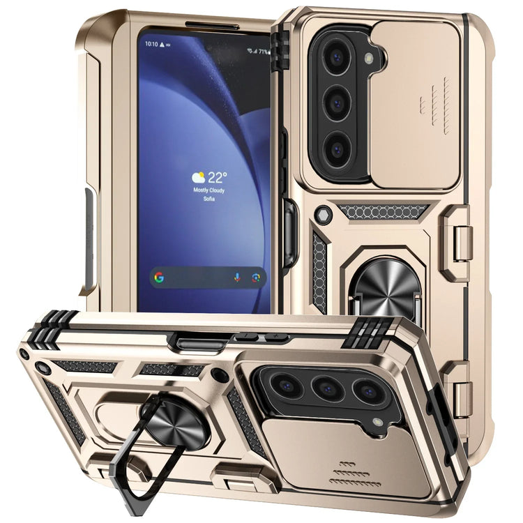 360° Protection Slide Camera Lens Armor Case with Ring Holder for Samsung Galaxy Z Fold 6