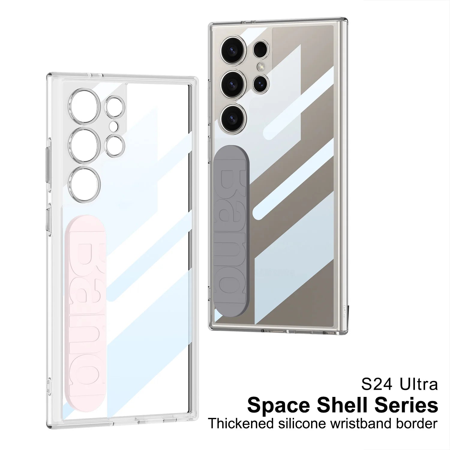 Shockproof Hard Back Case with Airbag Silicone Wrist Strap for Galaxy S24 Ultra