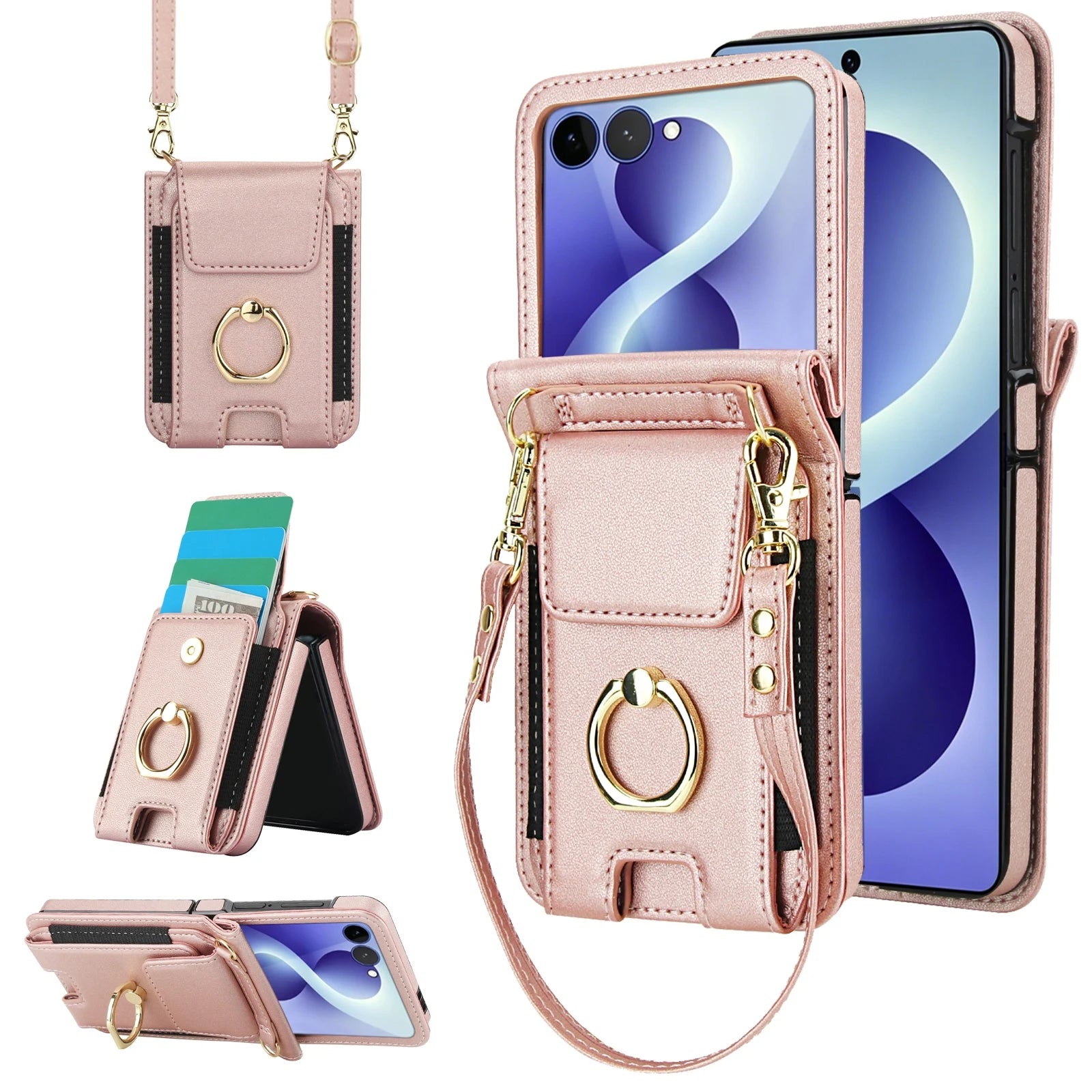 Leather Crossbody Wallet Case for Samsung Galaxy Z Flip 8
