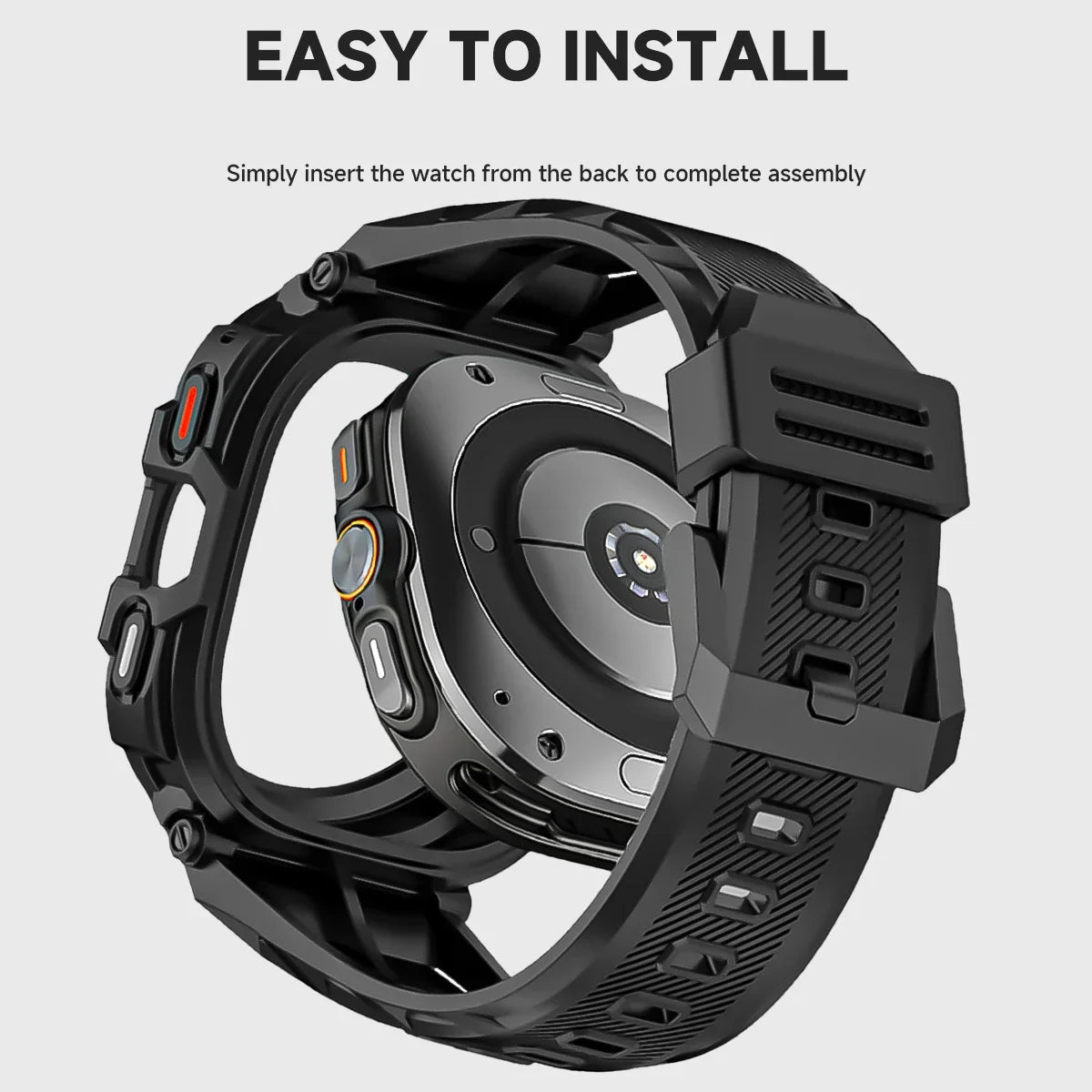 Samsung Galaxy Watch Ultra Shockproof Case and Sport Silicone Strap Band