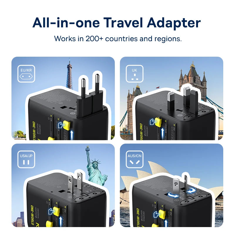 Baseus EnerCore CG11 70W Universal Travel Adapter with Retractable Cable