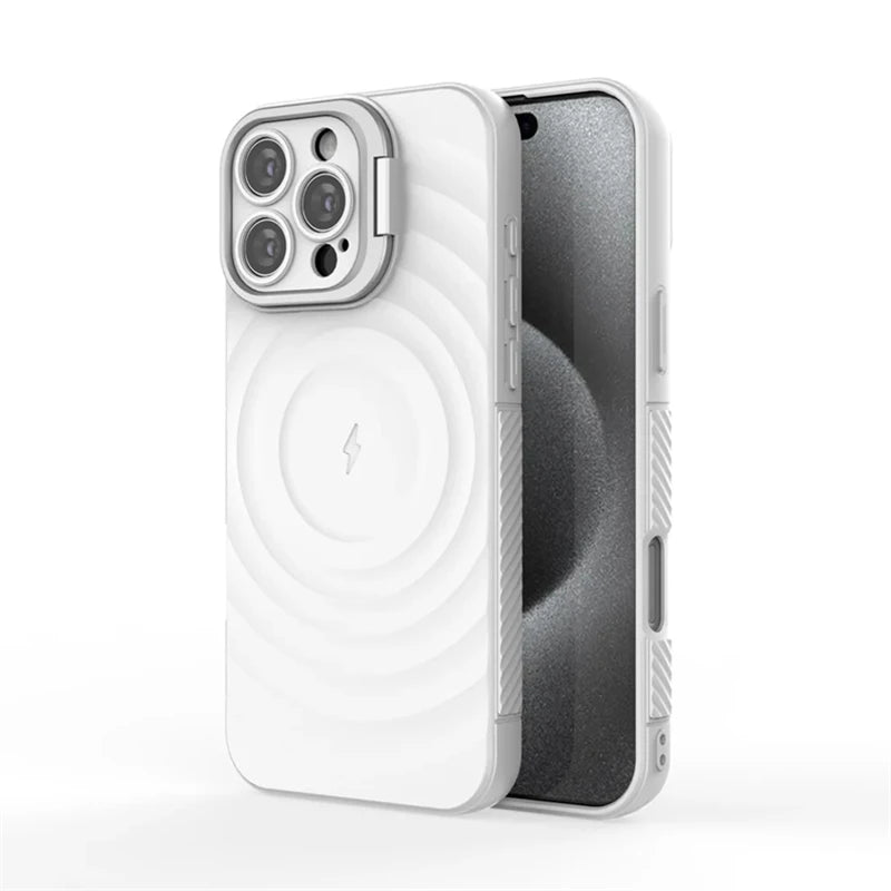 Shockproof MagSafe Case with Folding Camera Stand for iPhone 15 Series