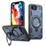 iPhone 16e Magnetic Hard PC + Soft TPU Case & Rotatable Ring Stand
