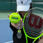 Tennis Ball-Shaped Flocked Case with Racket Pendant for AirPods 4