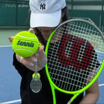 Tennis Ball-Shaped Flocking Case with Racket Pendant for AirPods 3