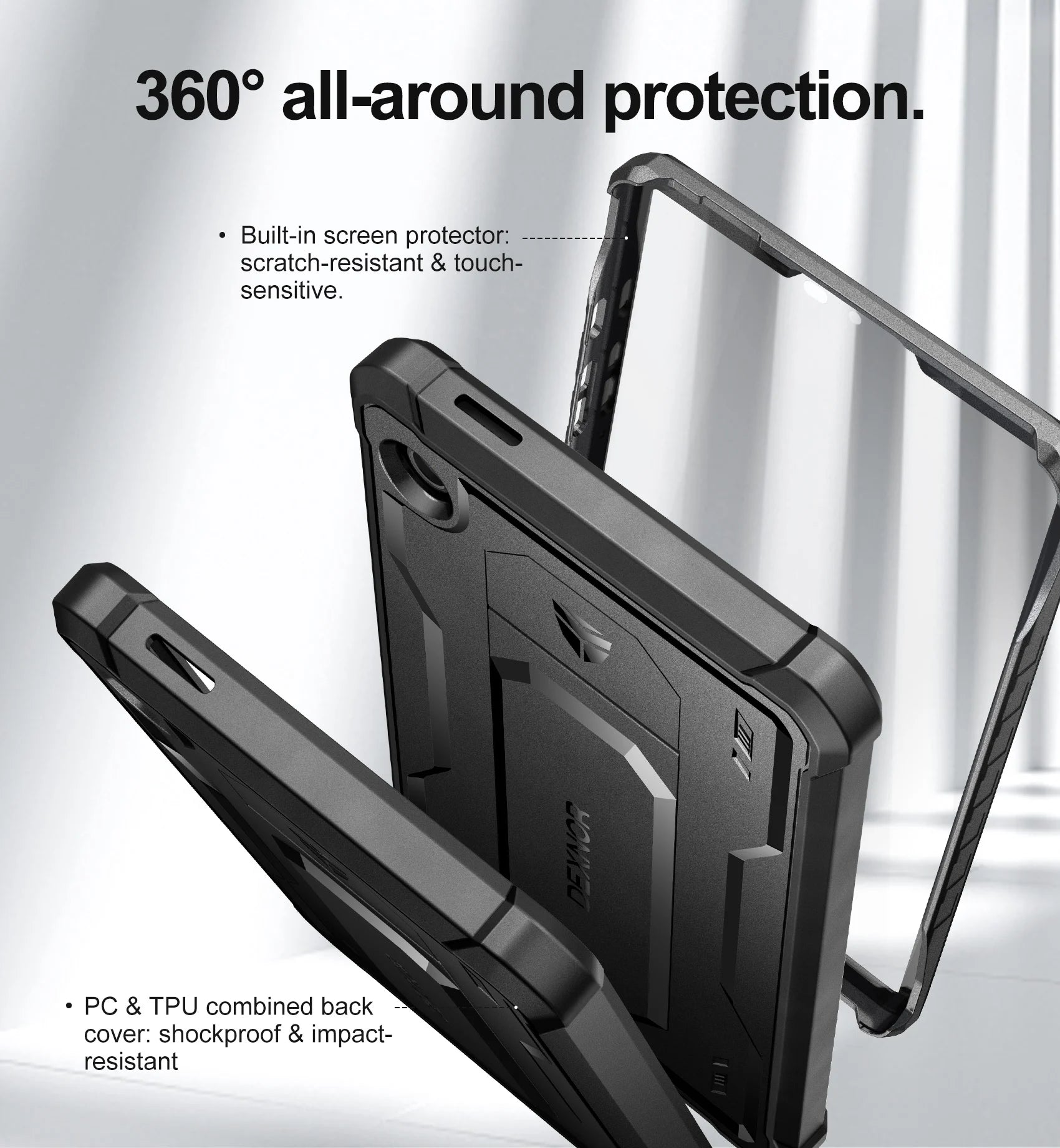 Samsung Galaxy Tab A9 Heavy Duty Shockproof Full Body Protective Cover with Built-in Screen Protector