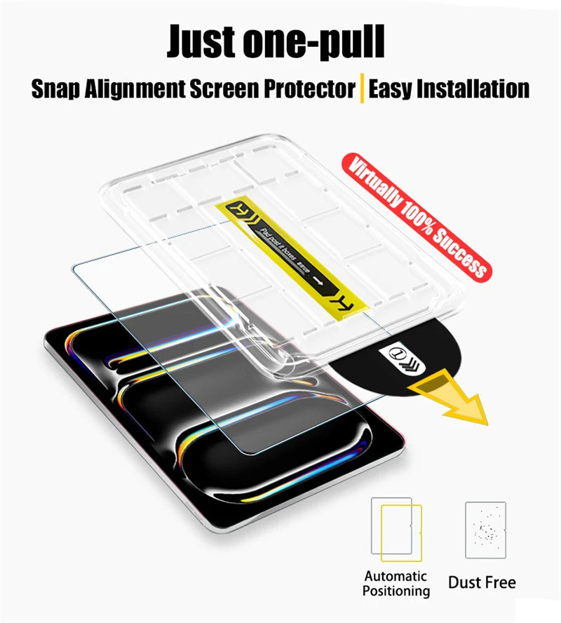 Snap-Fit Alignment Tempered Glass Screen Protector for iPad Pro M5