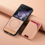 Samsung Galaxy Z Flip 7 Luxury Magnetic Leather Case with Card Holder