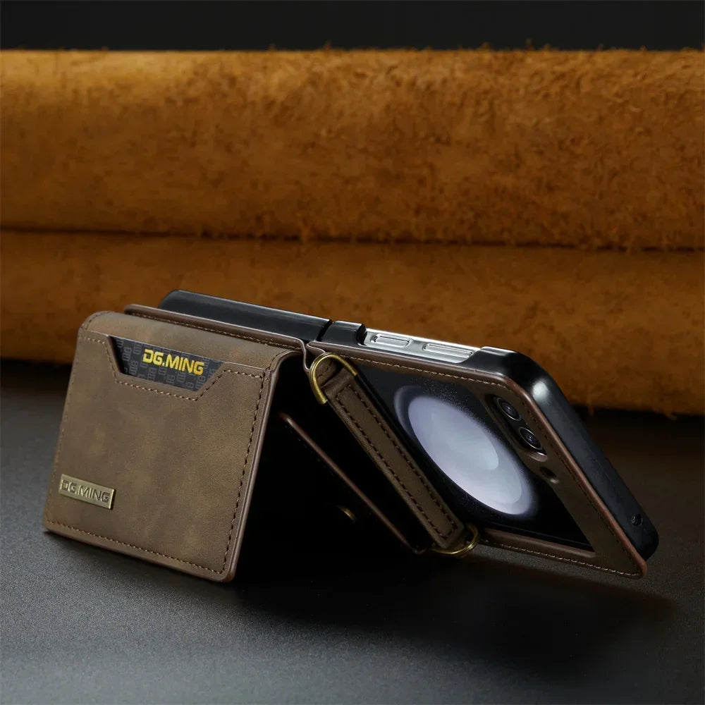 Card Holder Crossbody Lanyard Wallet Leather Phone Case for Samsung Galaxy Z Flip 5