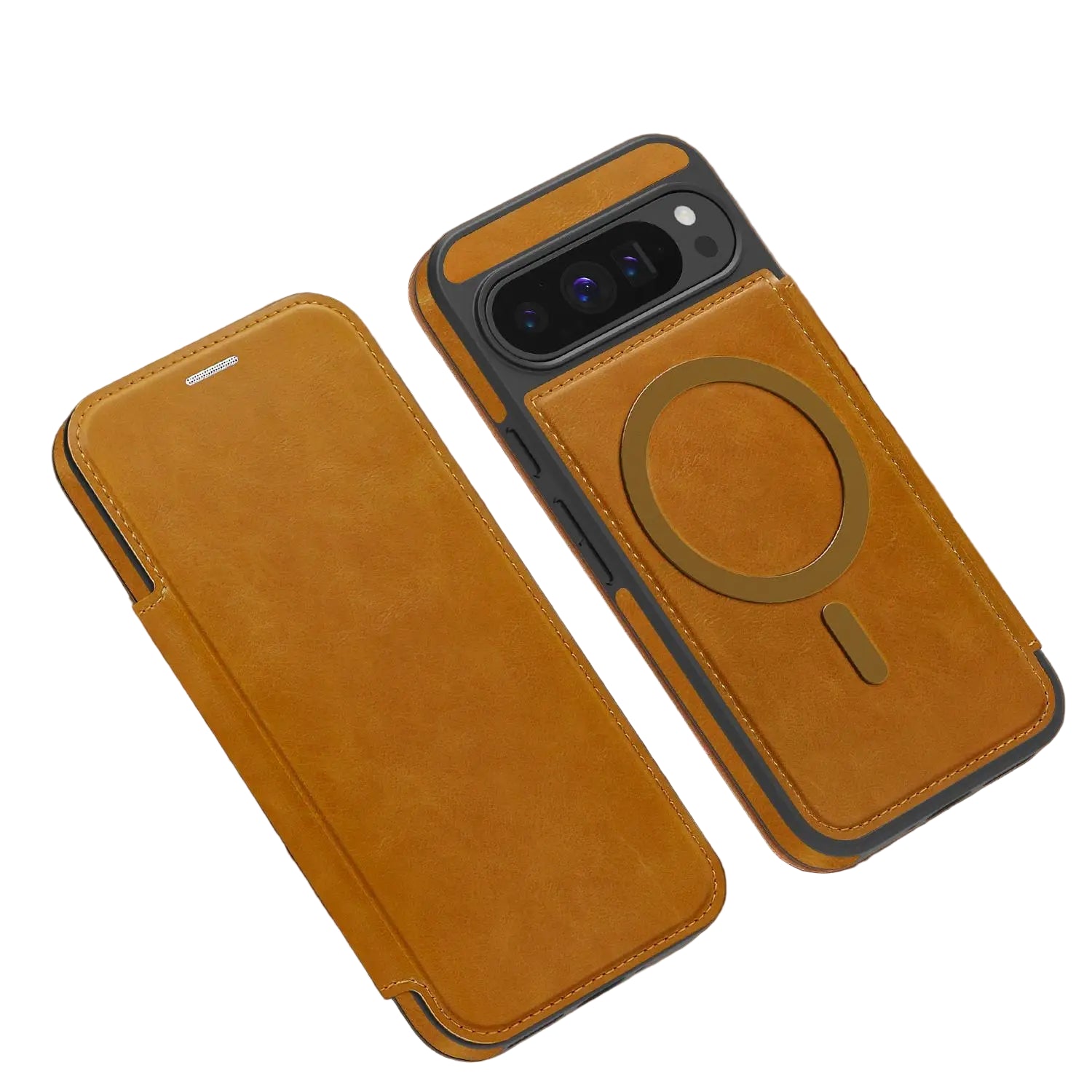 Google Pixel 10 Series Magnetic Leather Flip Case with Card Slot