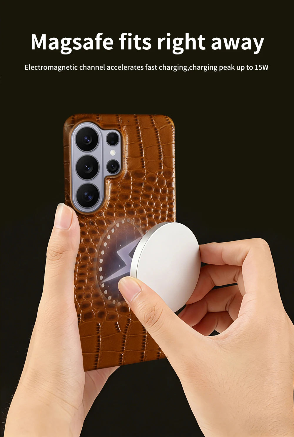 Genuine Crocodile Leather Magnetic Case for Samsung Galaxy S25 Series