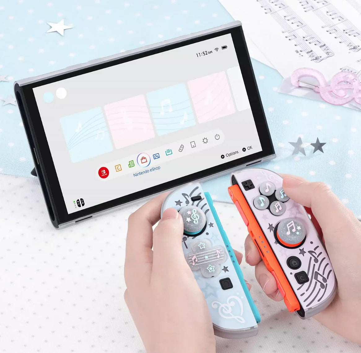 Glitter Thumb Stick Grip Caps and Button Stickers for Nintendo Switch 2