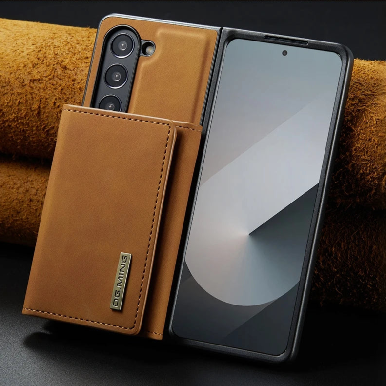 Samsung Galaxy Z Fold 7 Tri-Fold Magnetic Leather Case with Kickstand & Card Holder