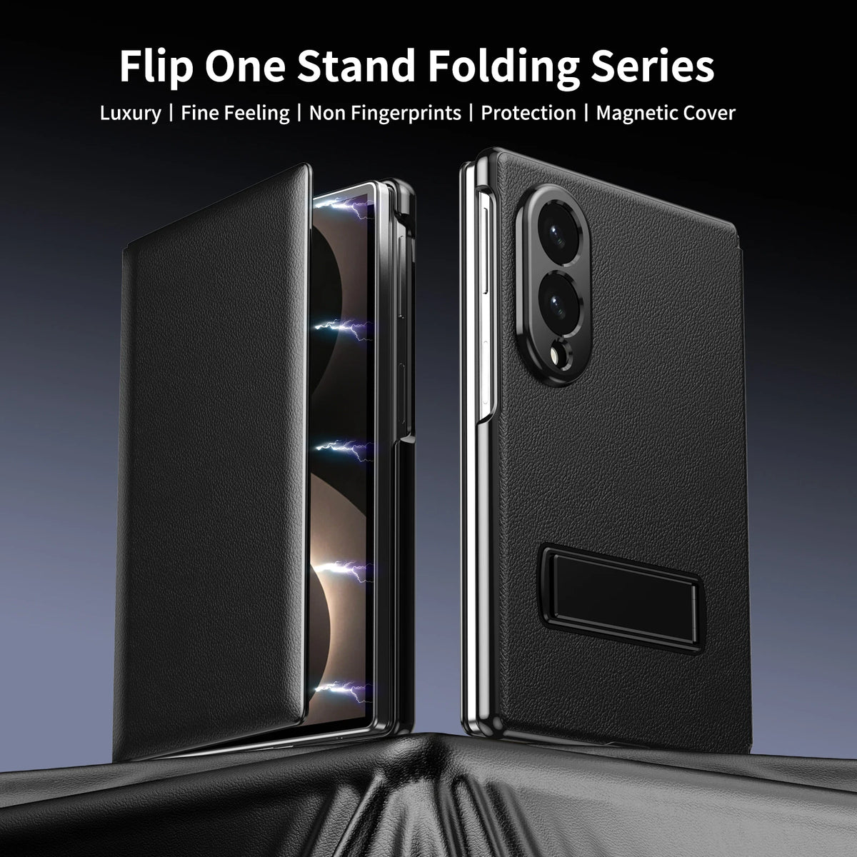 Leather Grain Flip Folio Case with Magnetic Closure for Samsung Galaxy Z Fold 8