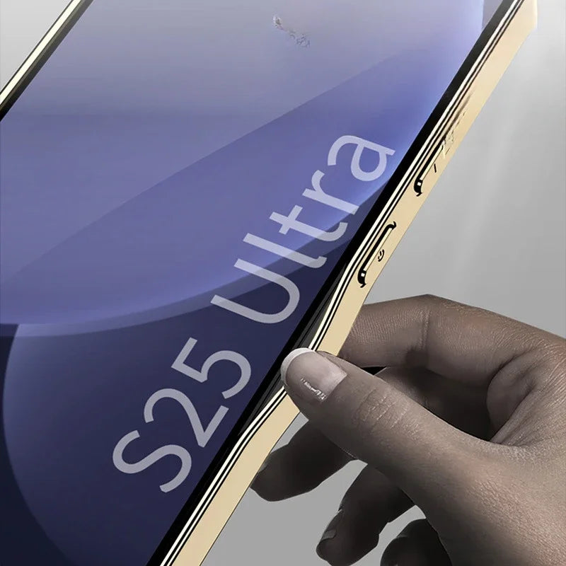 Electroplated Leather Protective Case for Samsung Galaxy S25 Ultra